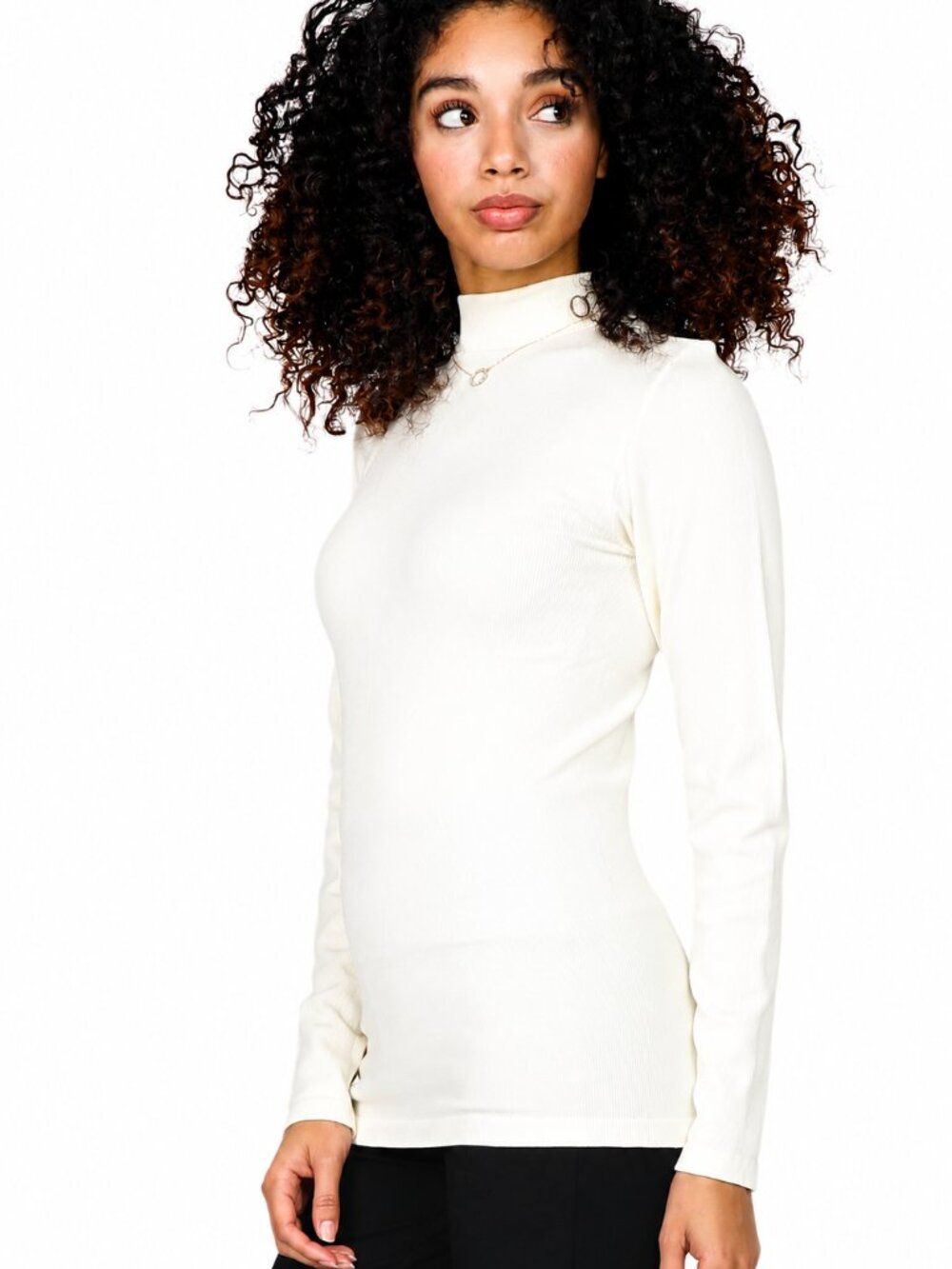 M. Rena Warm Ribbed Turtle Neck Long Sleeve Pullover Casual Tee Top. One Size - Picture 2 of 10